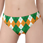 Green Orange And White Argyle Print Women's Panties