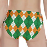 Green Orange And White Argyle Print Women's Panties