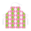 Green Pink And White Argyle Print Adjustable Apron