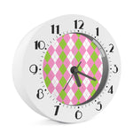 Green Pink And White Argyle Print Alarm Clock