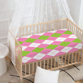Green Pink And White Argyle Print Baby Crib Sheet