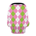 Green Pink And White Argyle Print Baby Seat Cover