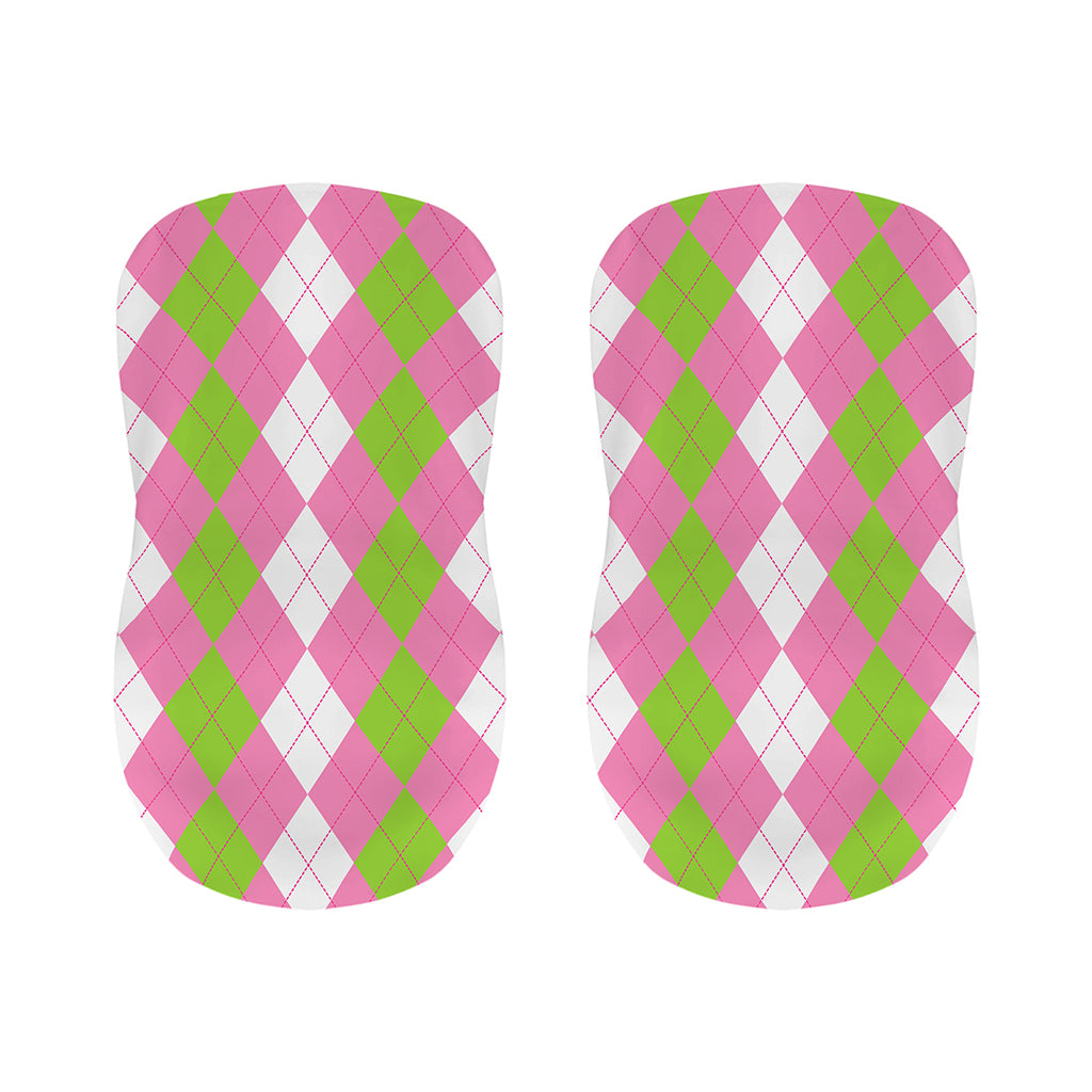 Green Pink And White Argyle Print Bar Stool Covers