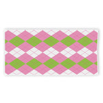 Green Pink And White Argyle Print Beach Towel