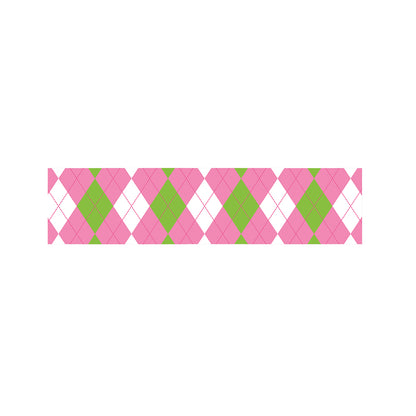 Green Pink And White Argyle Print Bed Runner