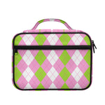 Green Pink And White Argyle Print Briefcase Bible Bag