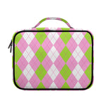 Green Pink And White Argyle Print Briefcase Bible Bag