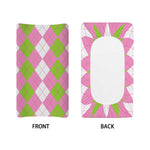Green Pink And White Argyle Print Changing Pad Cover