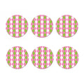 Green Pink And White Argyle Print Coaster Set