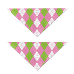 Green Pink And White Argyle Print Dog Bandana