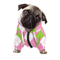 Green Pink And White Argyle Print Dog Zip Up Hoodie