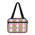 Green Pink And White Argyle Print Double Strap Bible Bag