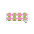Green Pink And White Argyle Print Extended Mouse Pad