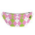 Green Pink And White Argyle Print Fanny Pack
