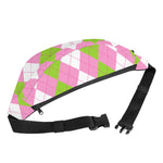 Green Pink And White Argyle Print Fanny Pack