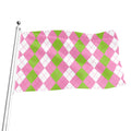 Green Pink And White Argyle Print Flag