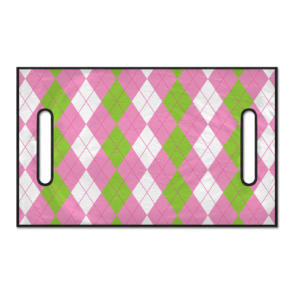 Green Pink And White Argyle Print Golf Cart Seat Cover