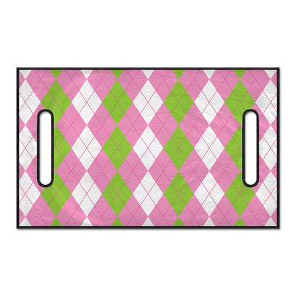 Green Pink And White Argyle Print Golf Cart Seat Cover