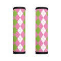 Green Pink And White Argyle Print Handle Covers