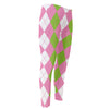 Green Pink And White Argyle Print Men's Compression Pants