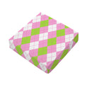 Green Pink And White Argyle Print Outdoor Seat Cushion Cover