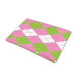 Green Pink And White Argyle Print Pet Cooling Mat Cover
