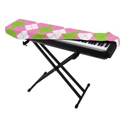 Green Pink And White Argyle Print Piano Keyboard Cover