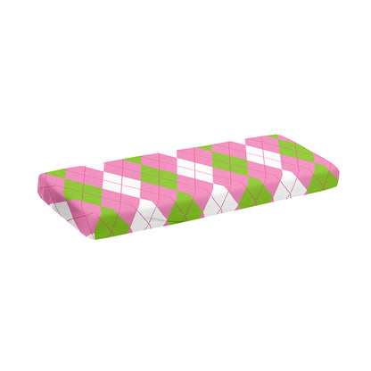 Green Pink And White Argyle Print Piano Keyboard Cover