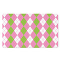 Green Pink And White Argyle Print Polyester Doormat