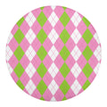 Green Pink And White Argyle Print Round Blanket