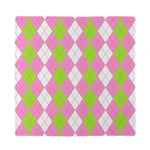 Green Pink And White Argyle Print Silk Bandana