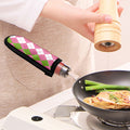Green Pink And White Argyle Print Skillet Handle Cover