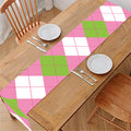 Green Pink And White Argyle Print Table Runner