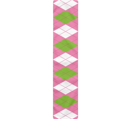 Green Pink And White Argyle Print Table Runner