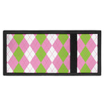 Green Pink And White Argyle Print Trifold Wallet