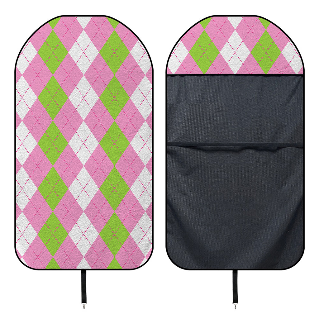 Green Pink And White Argyle Print Waterproof Car Seat Cover