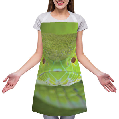 Green Pit Viper Print Adjustable Apron