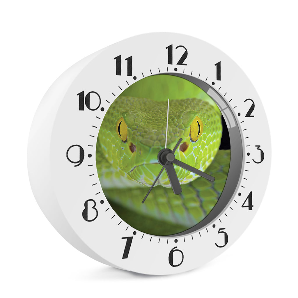 Green Pit Viper Print Alarm Clock
