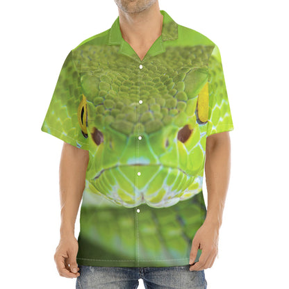 Green Pit Viper Print Aloha Shirt