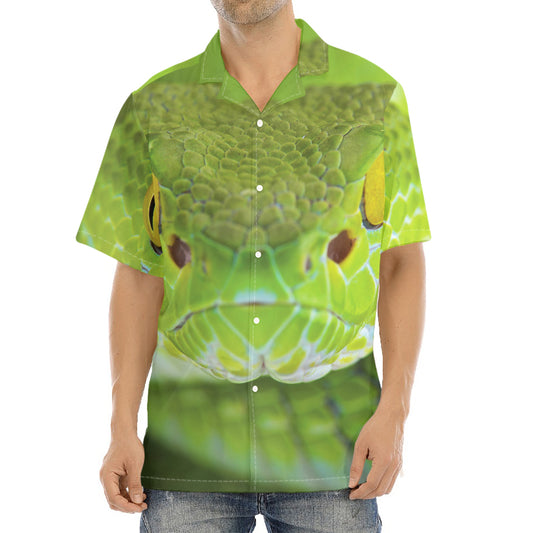 Green Pit Viper Print Aloha Shirt