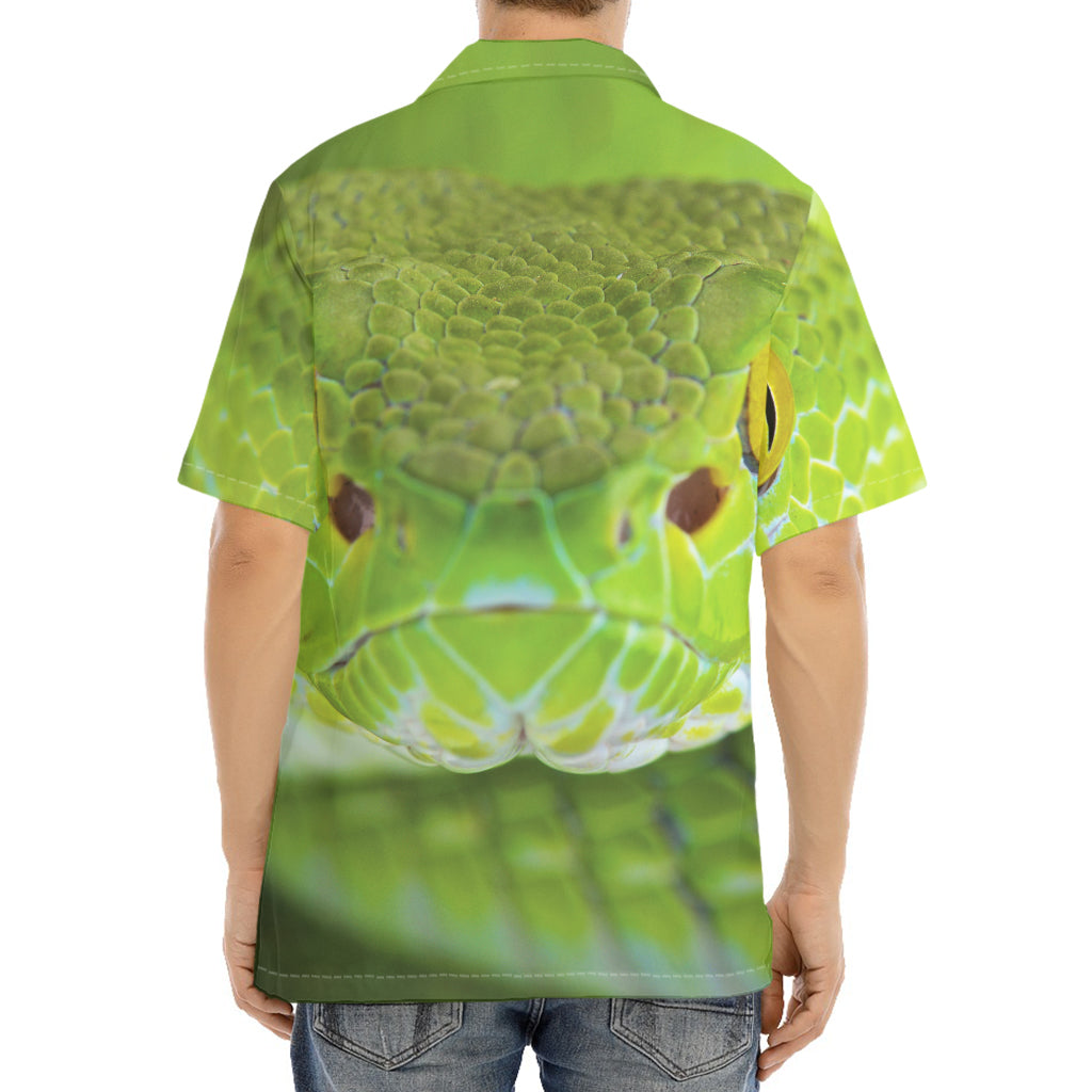 Green Pit Viper Print Aloha Shirt