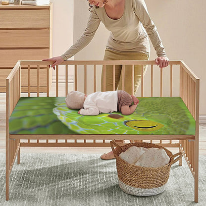 Green Pit Viper Print Baby Crib Sheet
