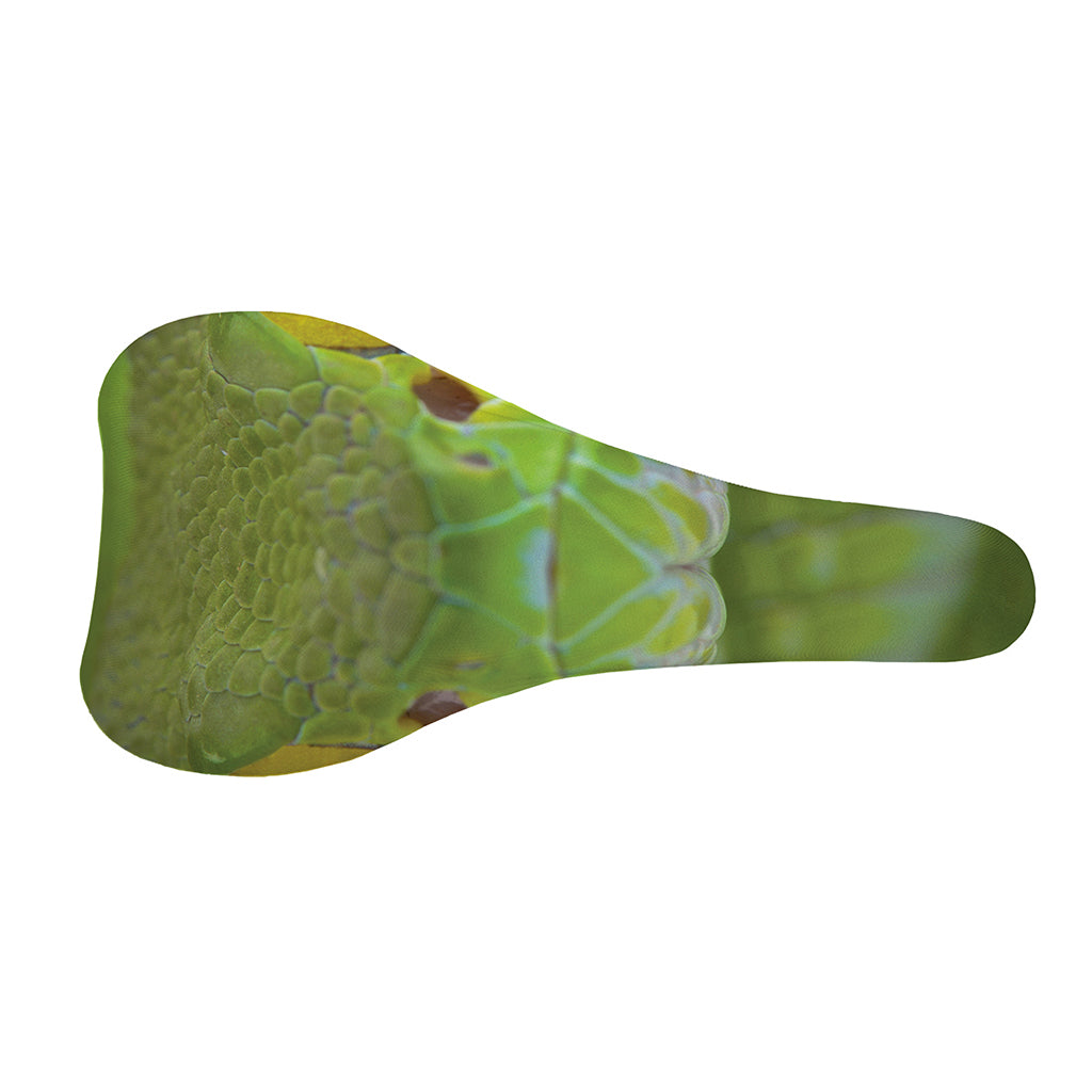 Green Pit Viper Print Bicycle Seat Cover