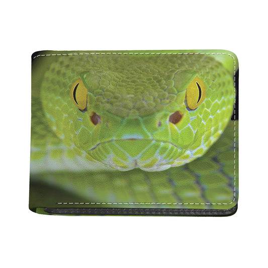 Green Pit Viper Print Bifold Wallet