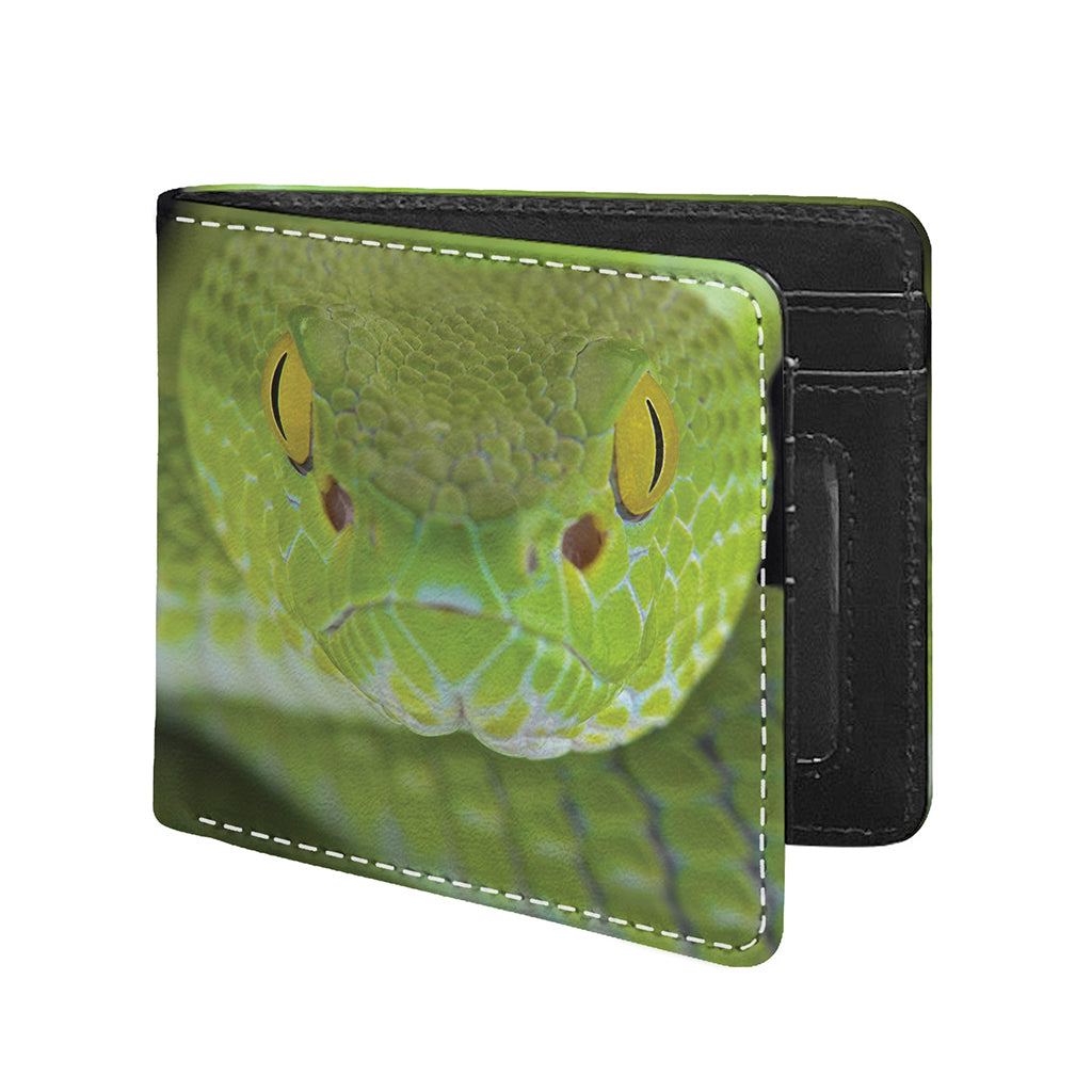 Green Pit Viper Print Bifold Wallet
