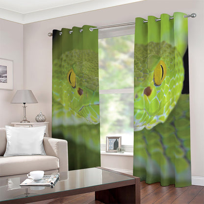 Green Pit Viper Print Blackout Grommet Curtains