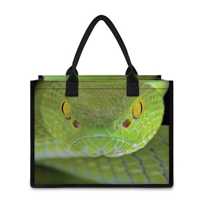 Green Pit Viper Print Canvas Tote Bag