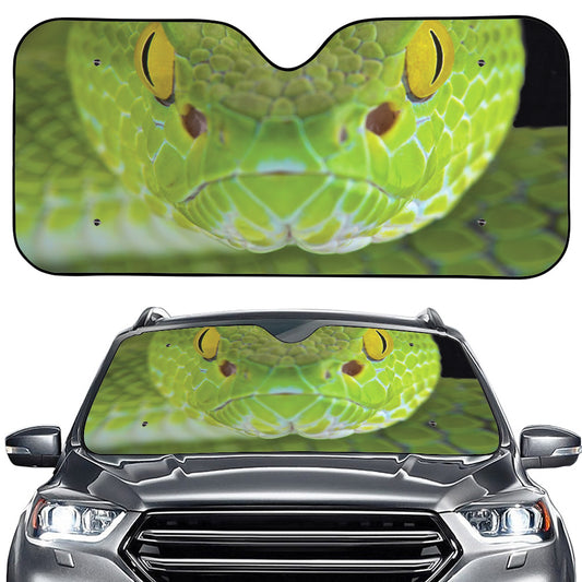 Green Pit Viper Print Car Windshield Sun Shade
