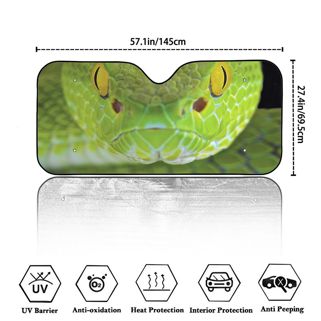 Green Pit Viper Print Car Windshield Sun Shade