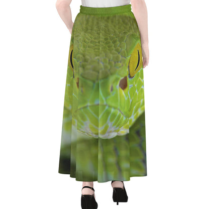 Green Pit Viper Print Chiffon Maxi Skirt